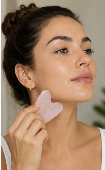 Quartz Roller & Gua Sha Face Massager with Suede Towel