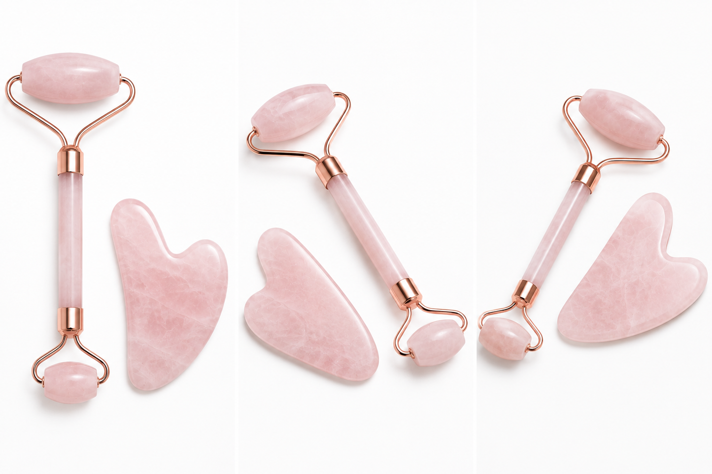 Quartz Roller & Gua Sha Face Massager with Suede Towel