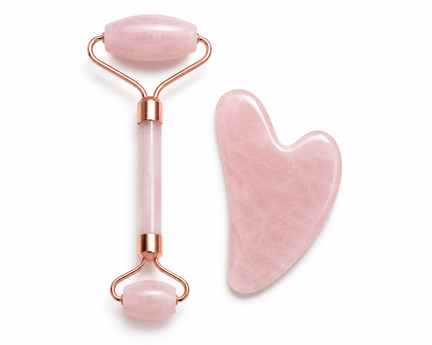 Quartz Roller & Gua Sha Face Massager with Suede Towel