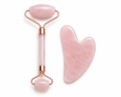 Quartz Roller & Gua Sha Face Massager with Suede Towel
