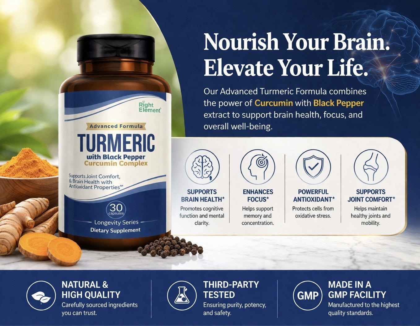 Turmeric with Black Pepper Advanced Formula - Right Element®
