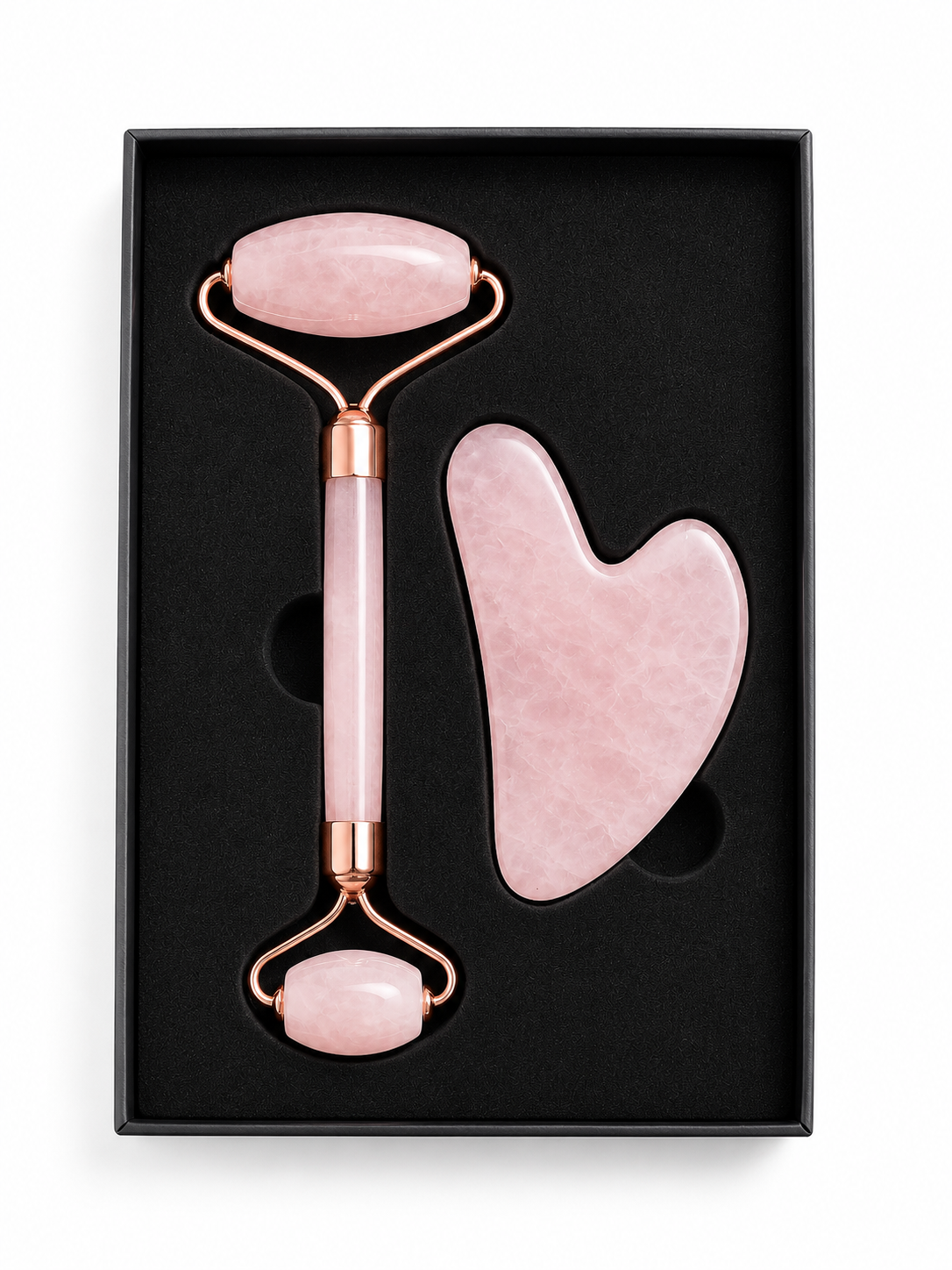 Quartz Roller & Gua Sha Face Massager with Suede Towel